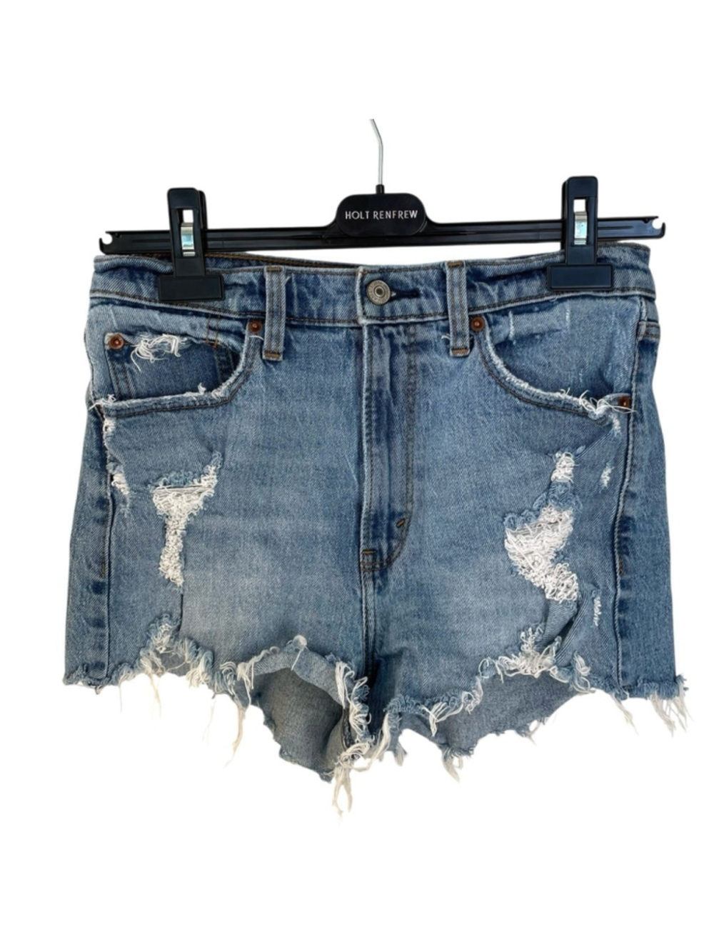 Abercrombie & Fitch Blue Distressed Mom Jean Shorts 28